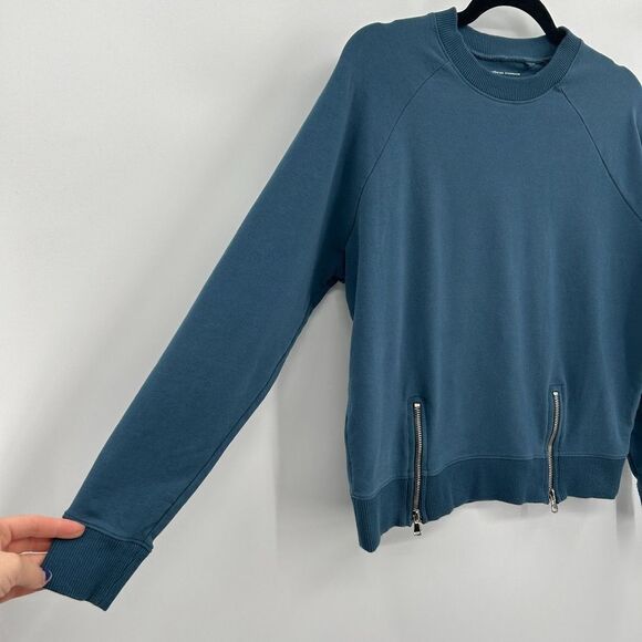 UNIVERSAL STANDARD Blue Riley Raglan Zip Pullover Crew Neck Sweater Size Small - Picture 6 of 8